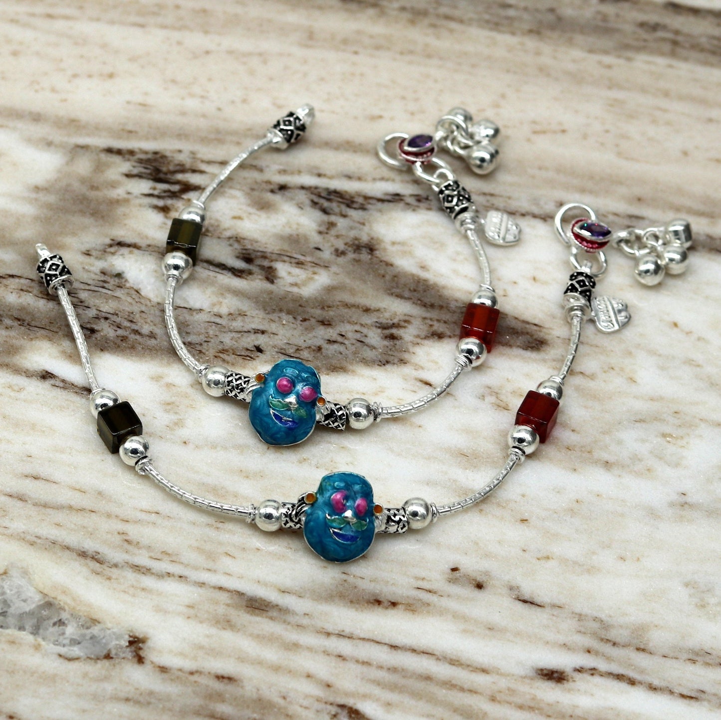 6.5" handmade amazing motu patalu customized design baby ankle bracelet, excellent personalized baby gifting kids anklets jewelry nank203 - TRIBAL ORNAMENTS