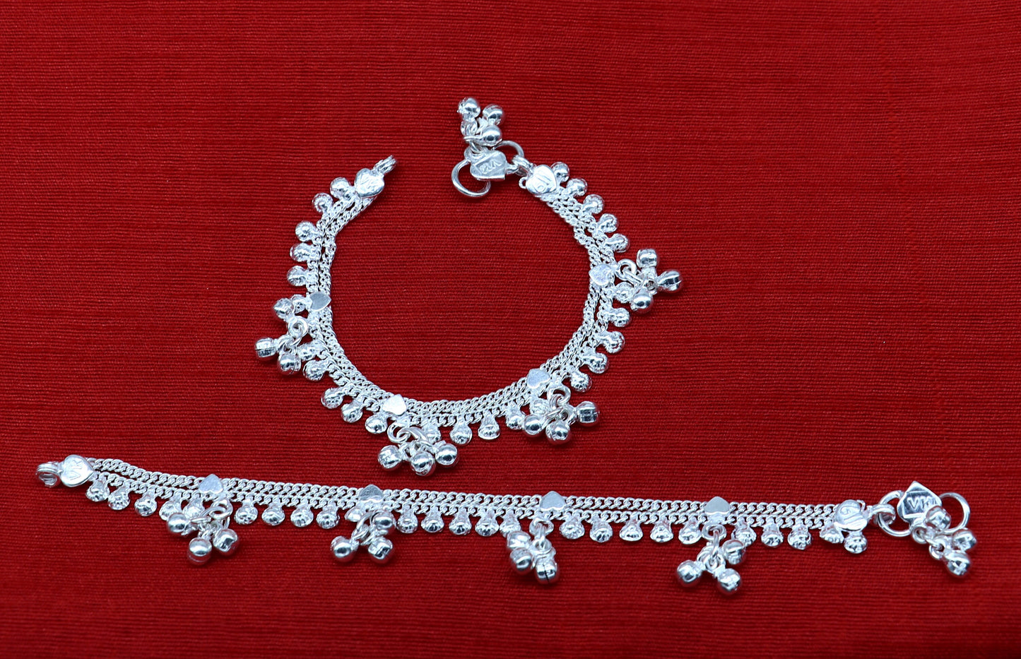 6.5" inch handmade solid sterling silver baby kids ankle bracelet unisex baby anklet foot bracelet customized charm kids bracelet ank420 - TRIBAL ORNAMENTS