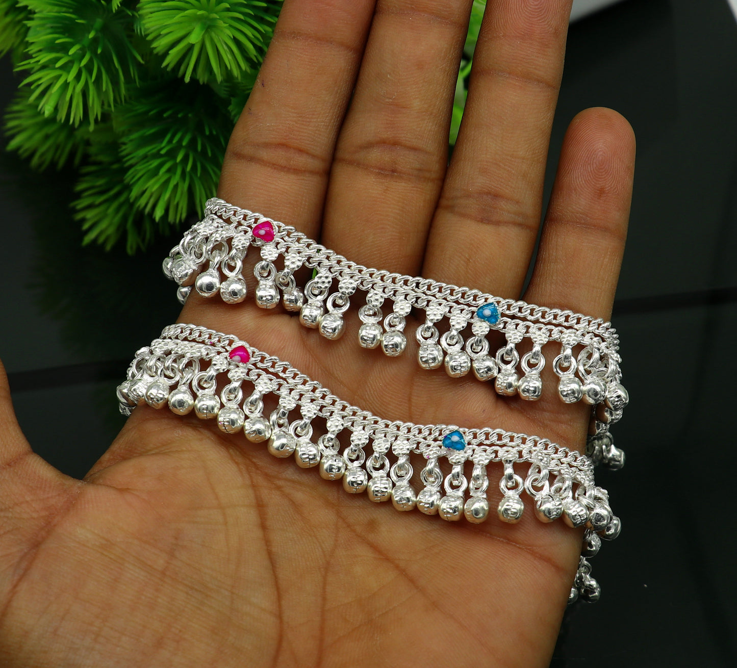 6" handmade solid sterling silver baby kids ankle bracelet unisex new born baby anklet foot bracelet customized charm bracelet ank356 - TRIBAL ORNAMENTS