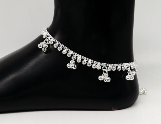 Handmade 6-inch sterling silver baby ankle bracelet with dainty charms, unisex jewelry, elegant and customizable for kids.