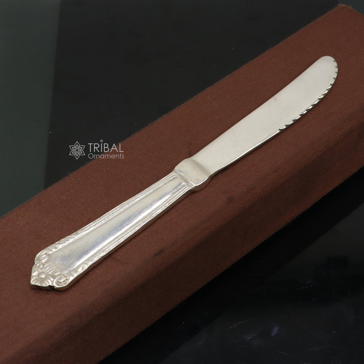 6-inch pure 925 sterling silver butter knife by TRIBAL ORNAMENTS, elegant silver utensil for food serving or luxury gifting