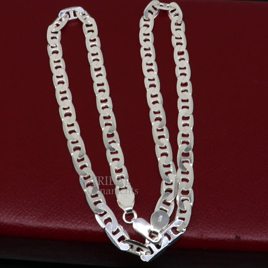 6mm 20-inch solid sterling silver chain necklace with modern trendy design, unisex jewelry by TRIBAL ORNAMENTS.