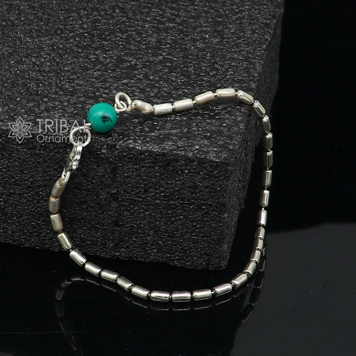 7" inches long vintage design 925 sterling silver handmade chain flexible customized bracelet girl's or boy's tribal jewelry india sbr682 - TRIBAL ORNAMENTS