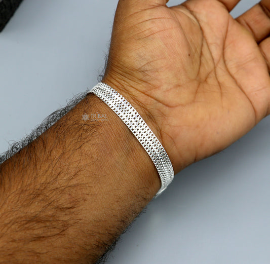 9mm Vintage design pure 925 sterling silver handmade amazing wheat chain flexible unisex bracelet jewelry from Rajasthan india sbr722 - TRIBAL ORNAMENTS