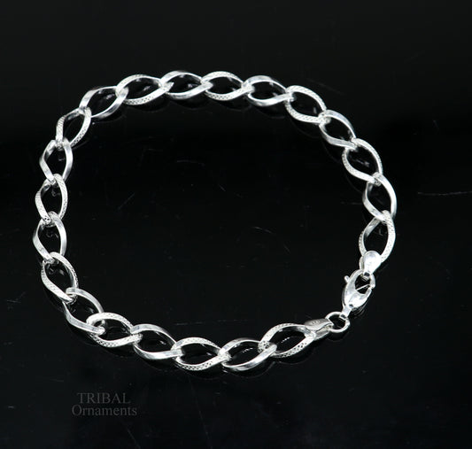 8" girl's bracelet 925 sterling silver handmade new fancy stylish solid chain bracelet, stylish bracelet gifting elegant jewelry nsbr520 - TRIBAL ORNAMENTS