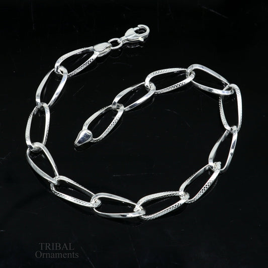 8" girl's bracelet 925 sterling silver handmade new fancy stylish solid chain bracelet, stylish bracelet gifting elegant jewelry nsbr531 - TRIBAL ORNAMENTS