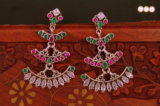 925 pure silver customized designer stud earring drop dangle cut stone earring, best gifting stylish designer Victorian earring s659 - TRIBAL ORNAMENTS