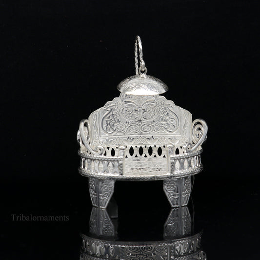 925 pure sterling silver Handmade Divine Singhasan, idol krishna Bal Gopala throne, god statue's stand chair, temple art puja article su485 - TRIBAL ORNAMENTS