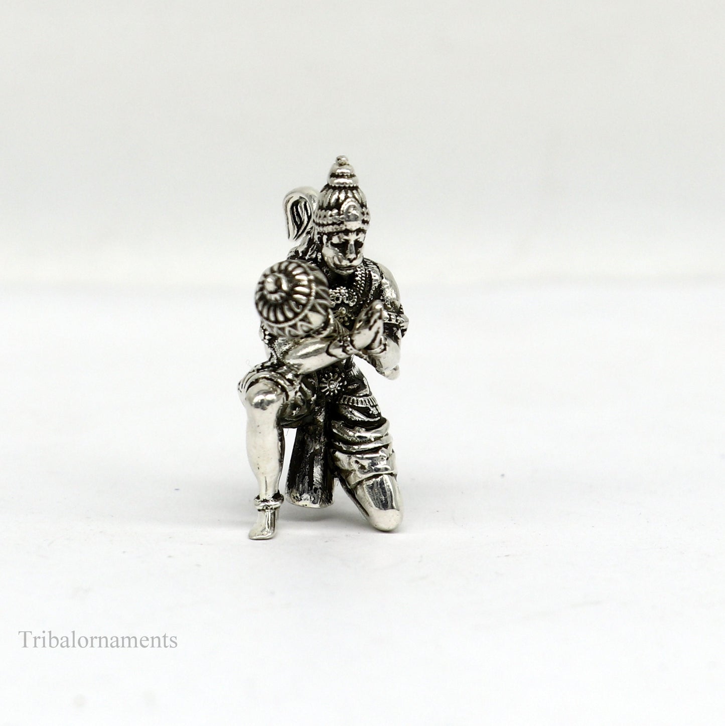 925 silver handmade Lord hanuman 1" small statue, best puja or gifting god hanuman statue sculpture home temple puja art, utensils art125 - TRIBAL ORNAMENTS