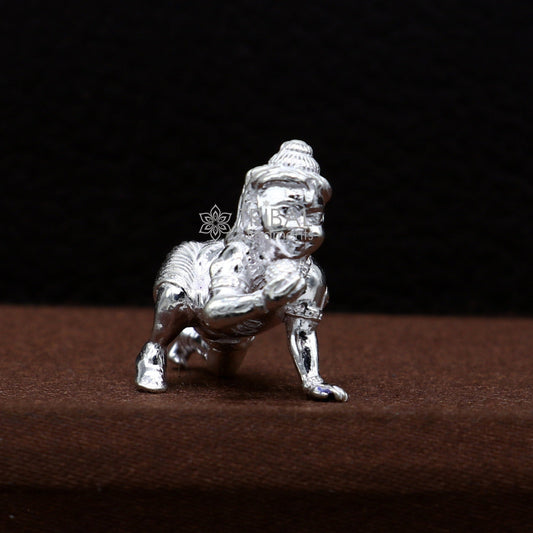 925 Solid silver handmade customized idol crawling Krishna, Bal Gopal, baby Krishna small statue sculpture home temple puja article art627 - TRIBAL ORNAMENTS