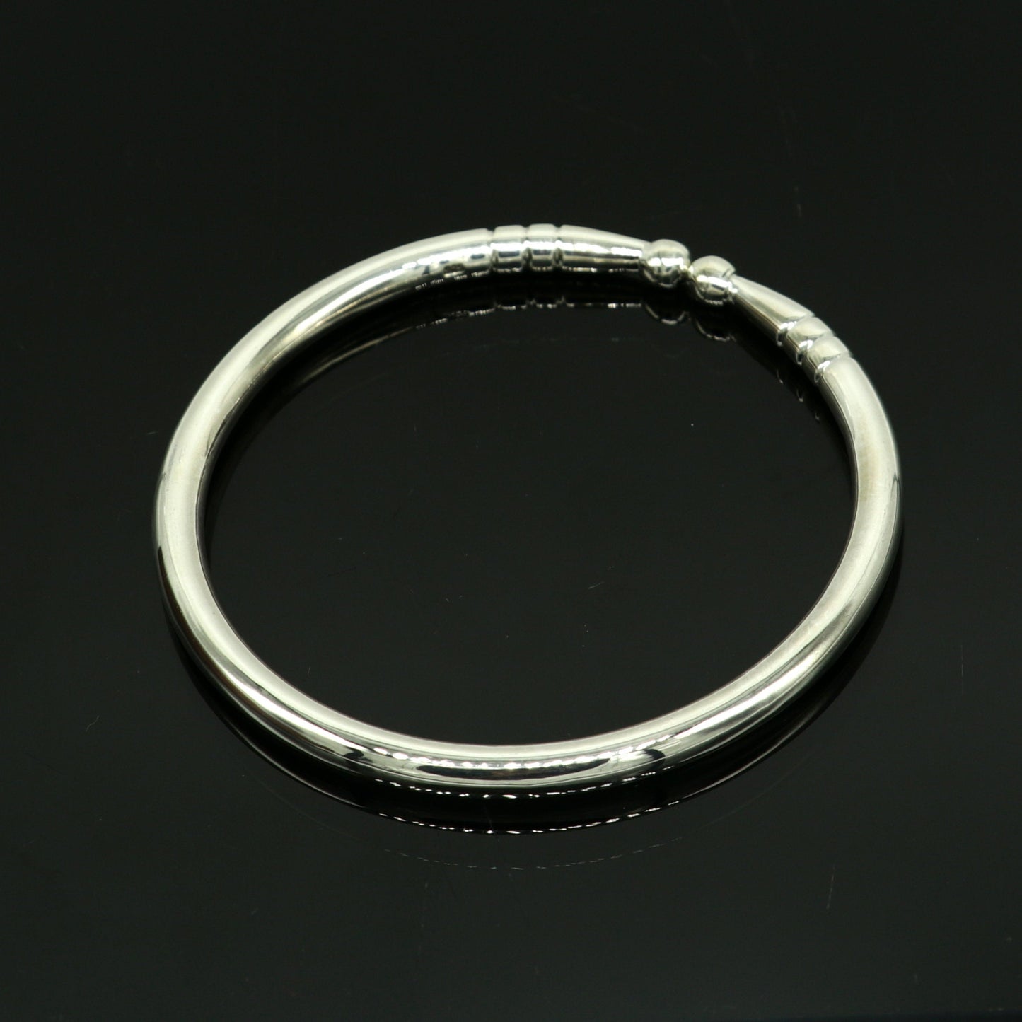 925 Solid sterling silver handmade customized design plain shiny bangle bracelet adjustable kada, best personalized gift for unisex nssk374 - TRIBAL ORNAMENTS