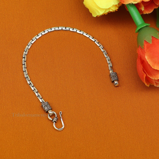 925 sterling silver 6.5 inches customized vintage design girl's jewelry bracelet from india, best light weight gift from india nsbr353 - TRIBAL ORNAMENTS
