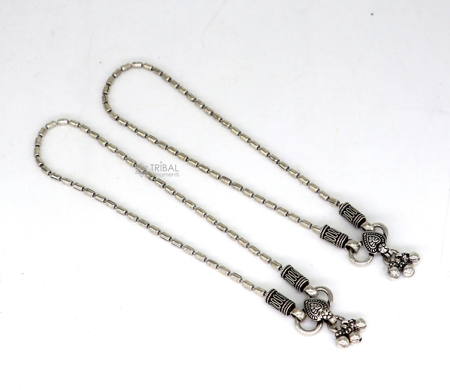 925 sterling silver beaded/ball chain anklet bracelet amazing light weight functional fancy anklets belly dance silver jewelry ank584 - TRIBAL ORNAMENTS