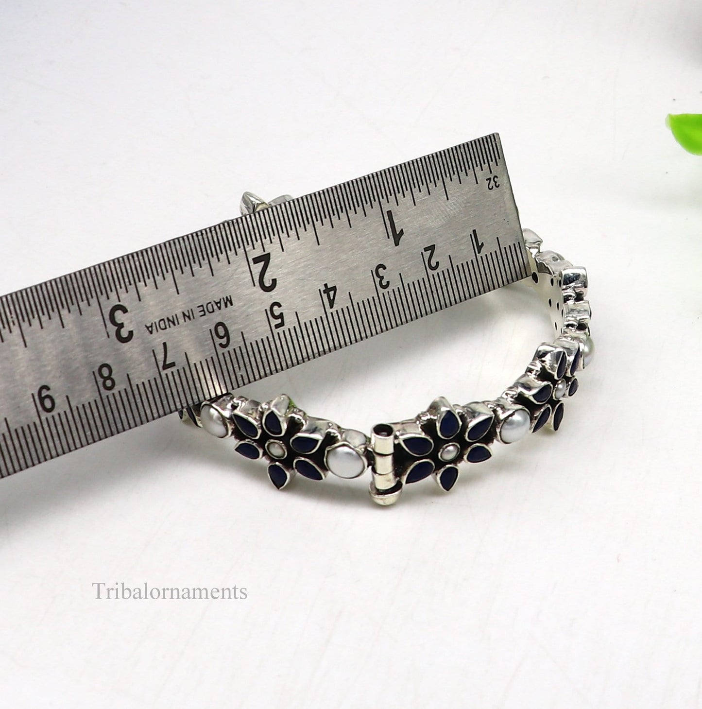925 sterling silver customized design wedding anniversary gifting cut stone bangle bracelet gorgeous vintage tribal jewelry nba164 - TRIBAL ORNAMENTS