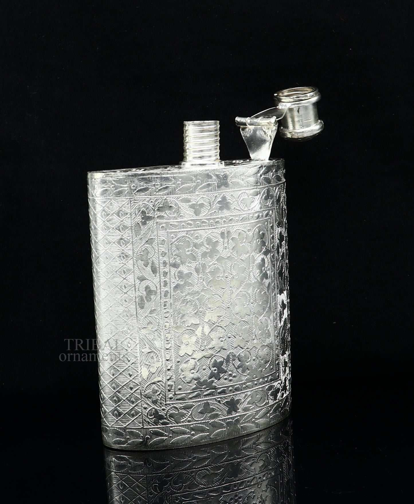 925 sterling silver customized design silver wine bottle, silver drink bottle, royal style silver article, gifting silver utensils sv260 - TRIBAL ORNAMENTS