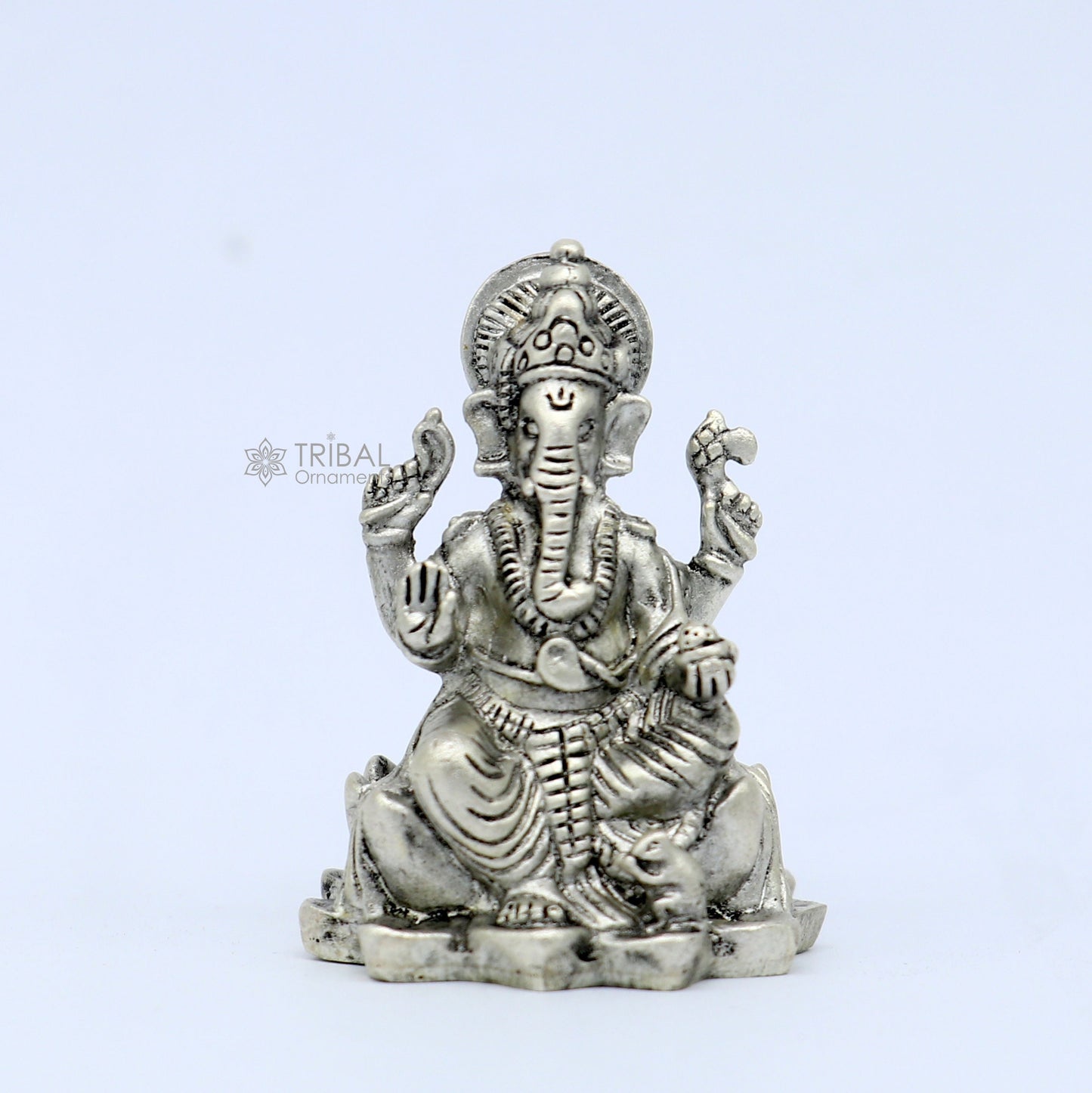 925 Sterling silver Divine lord idol Ganesha statue art, best puja figurine for home temple for wealth and prosperity art730 - TRIBAL ORNAMENTS