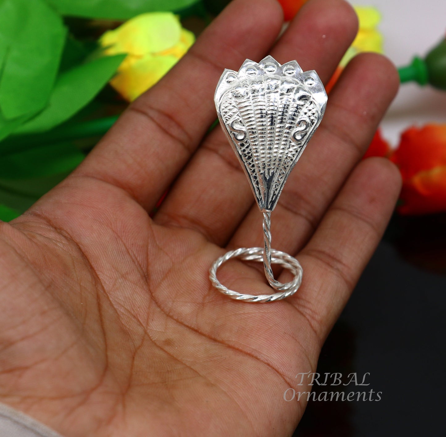 Solid silver handmade Divine Sheshnag PANCHMUKHI style mini snake or shiva snake for puja or worshipping, solid 5 FACE snake article su836 - TRIBAL ORNAMENTS