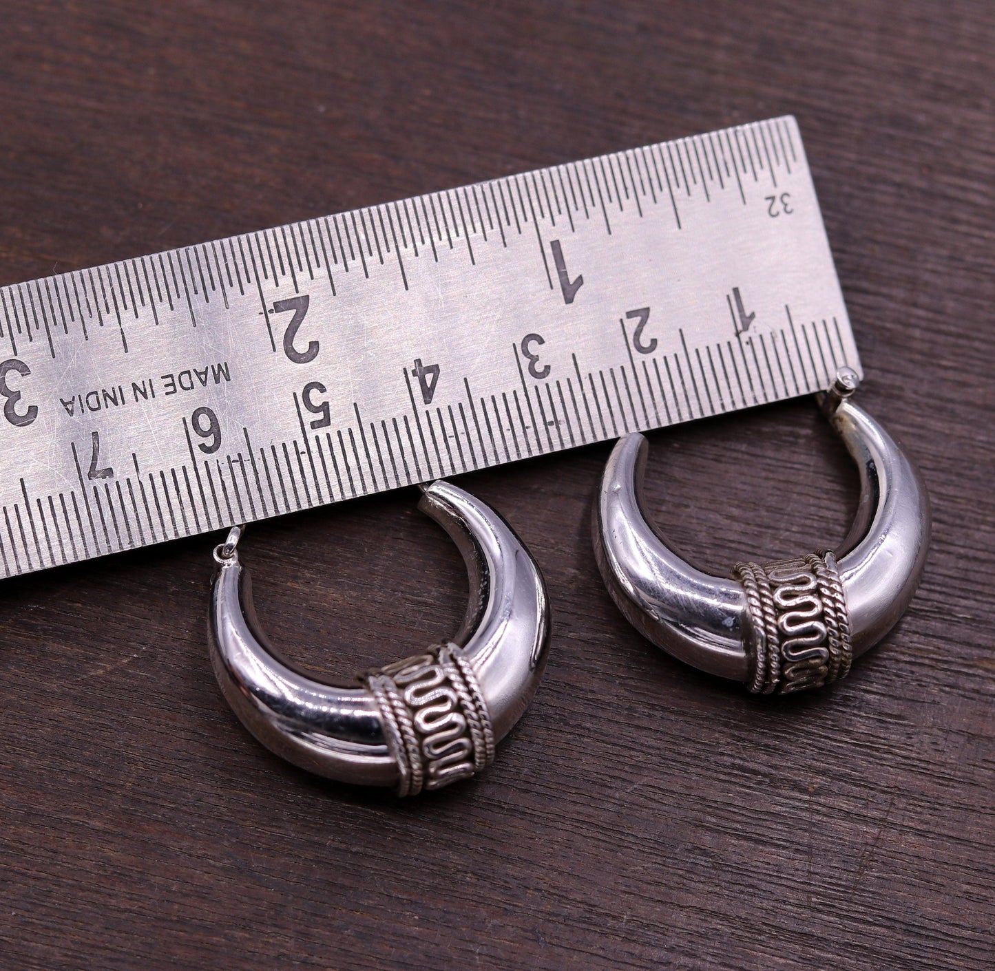 925 sterling silver ethnic hoops earrings kundal bali vintage design customized tribal belly dance custom made jewelry from india s856 - TRIBAL ORNAMENTS