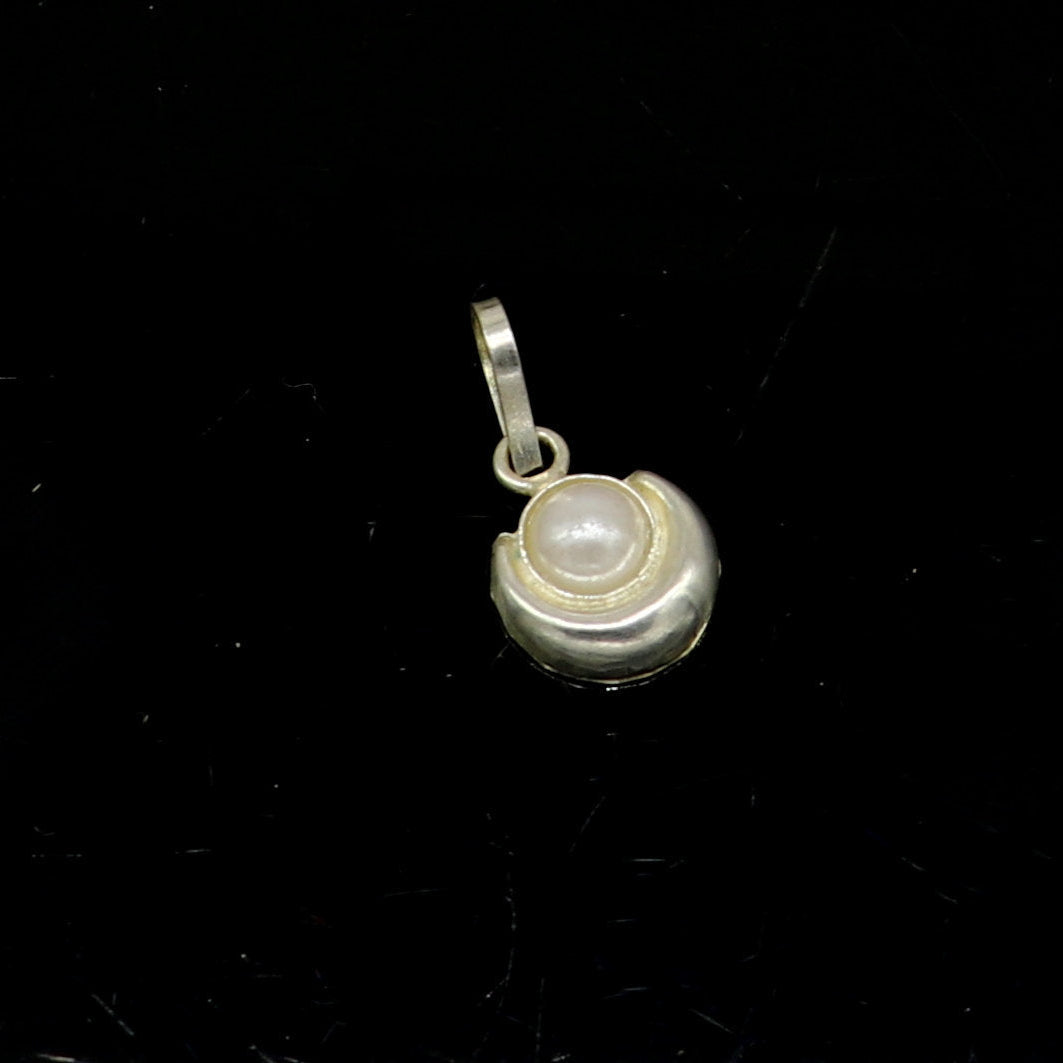 Sterling silver moon pendant with moonstone, stylish baby jewelry from Tribal Ornaments, perfect for kids and gifting.