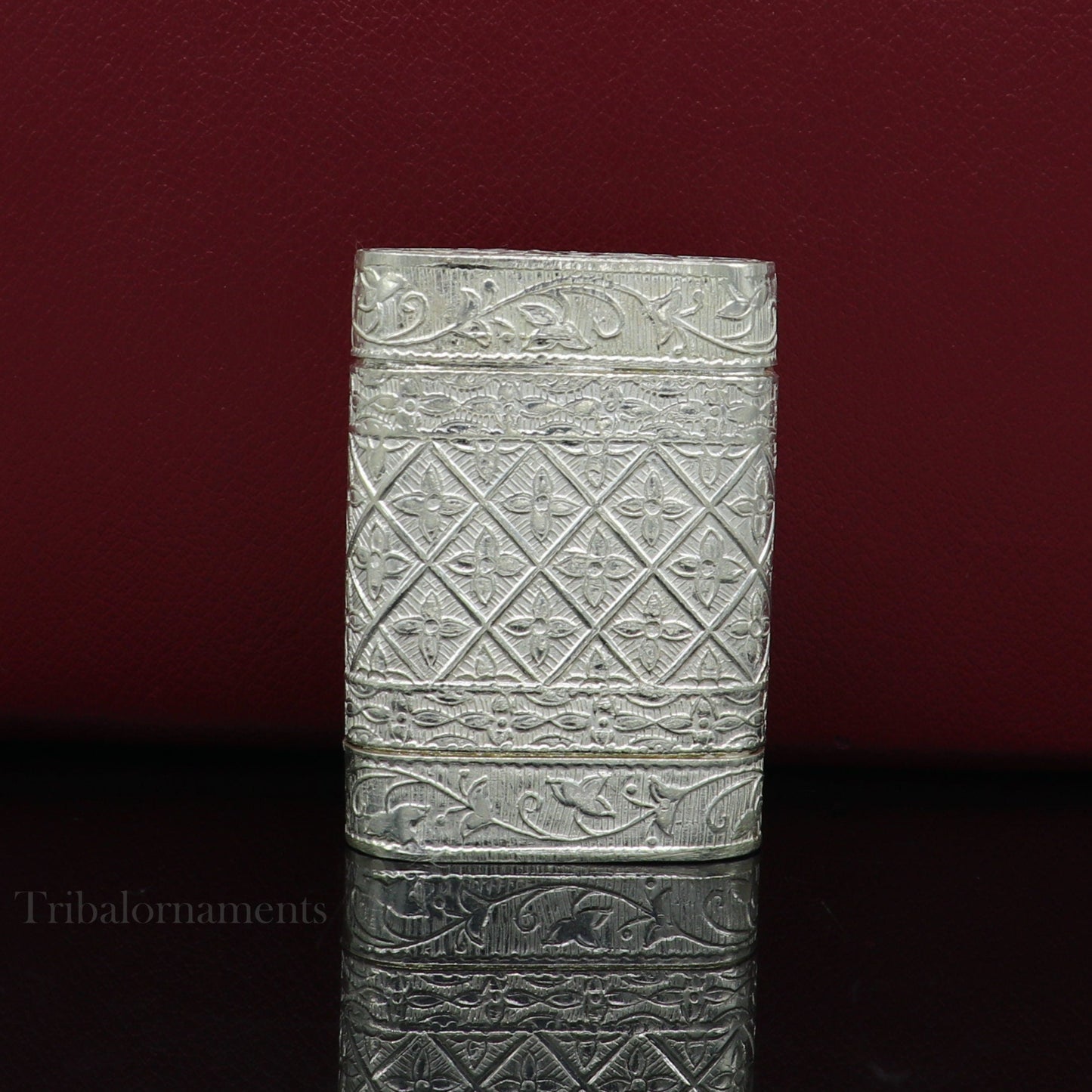 925 sterling silver floral design 2 in1 Royal trinket box, tobacco box, tobacco chuna box, best gifting silver royal article stb312 - TRIBAL ORNAMENTS