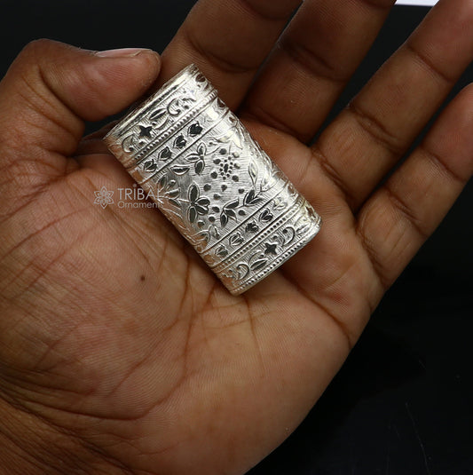 925 sterling silver floral design 2 in1 Royal trinket box, tobacco box, tobacco chuna box, best gifting silver royal article stb843 - TRIBAL ORNAMENTS