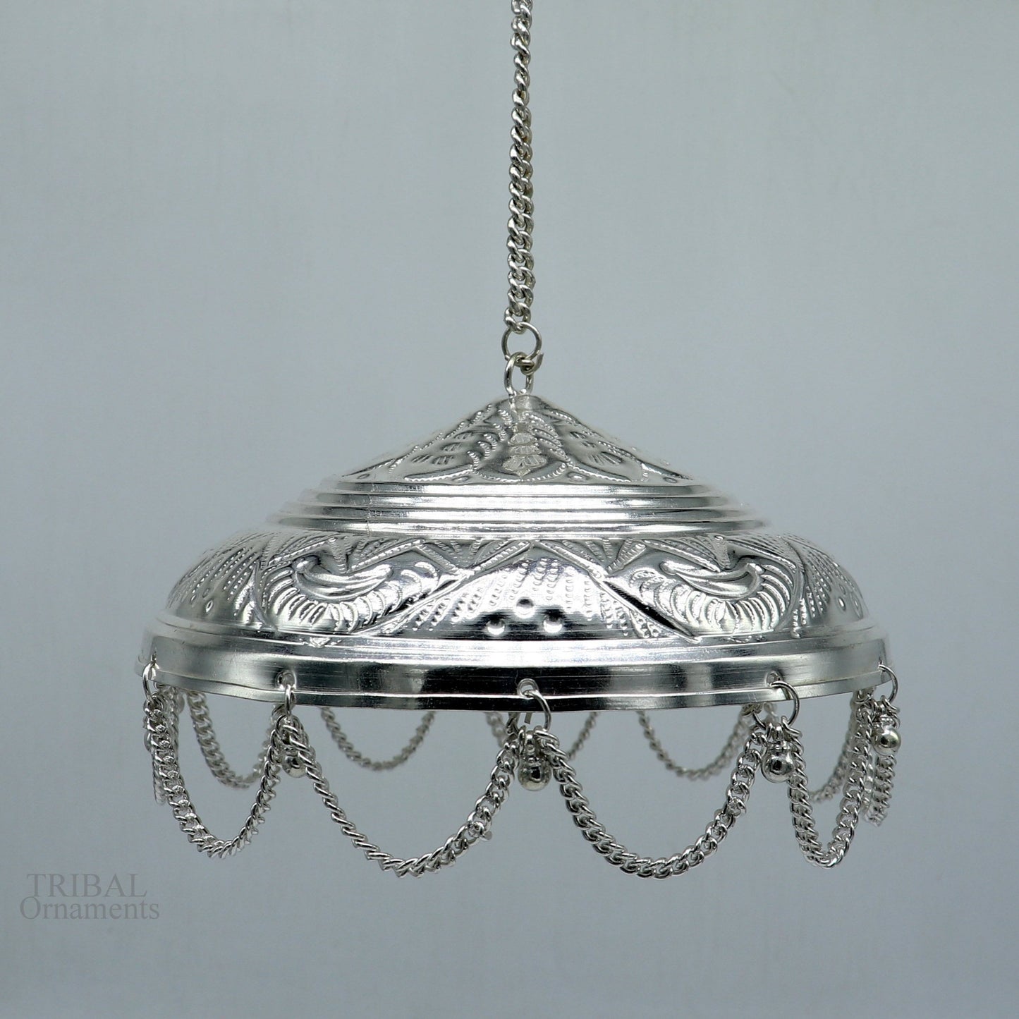 Solid Silver god chattar or chhatra, silver umbrella god temple art, hand craved sterling silver temple article, temple utensils su633 - TRIBAL ORNAMENTS