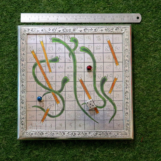 925 sterling silver handcrafted solid silver work snake and ladders game wooden base board, amazing vintage style classical games sf17 - TRIBAL ORNAMENTS