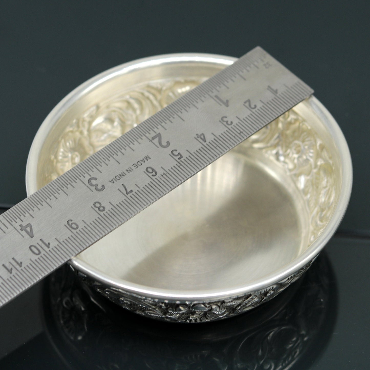 925 sterling silver handcrafted work solid silver bowl and spoon, silver has antibacterial properties, stay healthy, silver vessels sv74 - TRIBAL ORNAMENTS