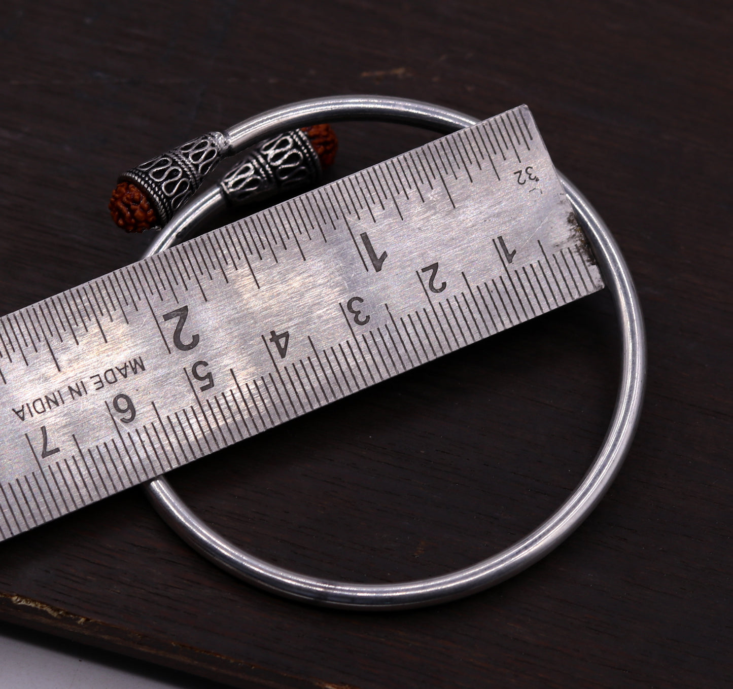 925 sterling silver handmade amazing Rudraksha beads flexible bangle bracelet kada unisex adjustable jewelry from india nsk150 - TRIBAL ORNAMENTS