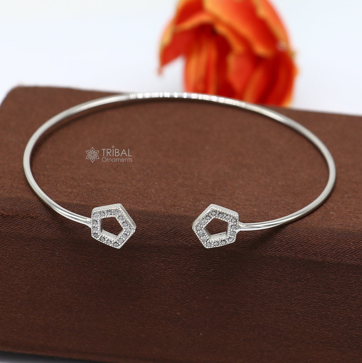 925 sterling silver handmade amazing trendy stylish girl's cuff kada bracelet, best delicate unique light weight gifting for girls cuff170 - TRIBAL ORNAMENTS