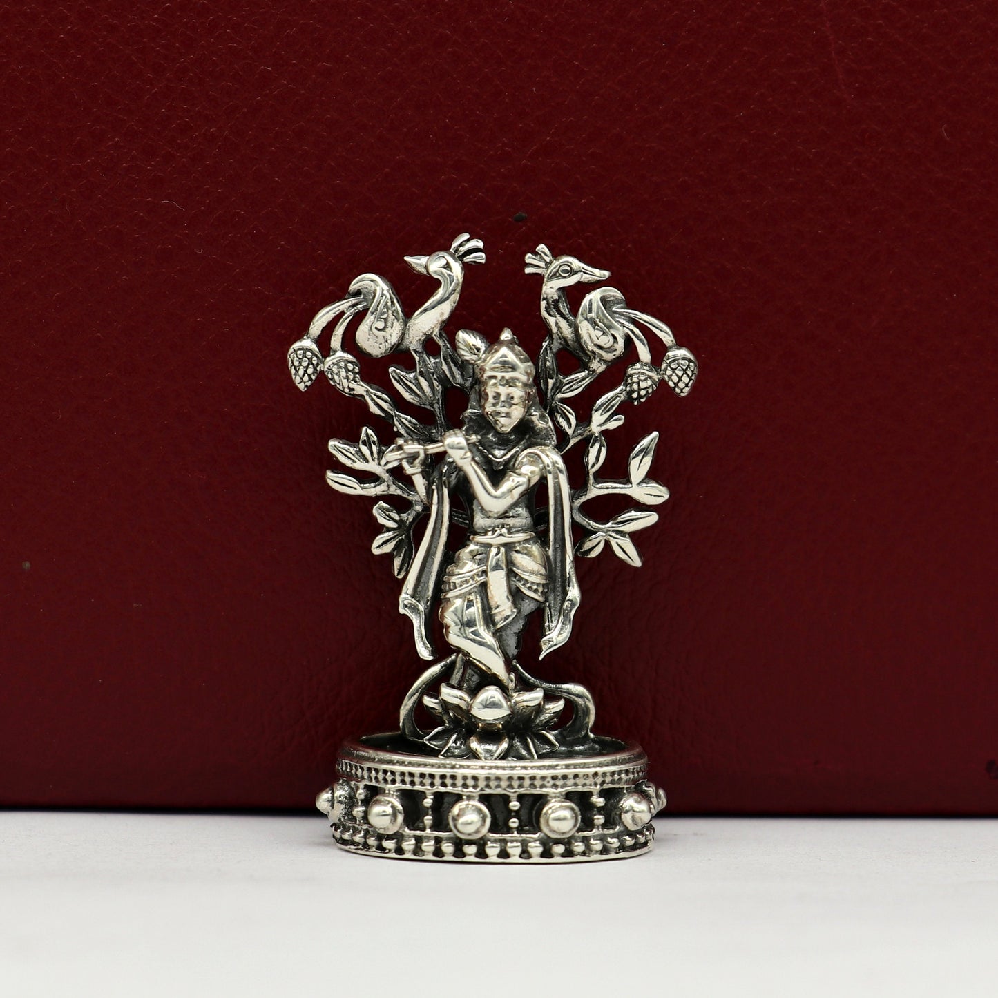 925 Sterling silver handmade antique design Idols Lord Krishna with flute standing Statue figurine, puja articles decorative gift art17 - TRIBAL ORNAMENTS