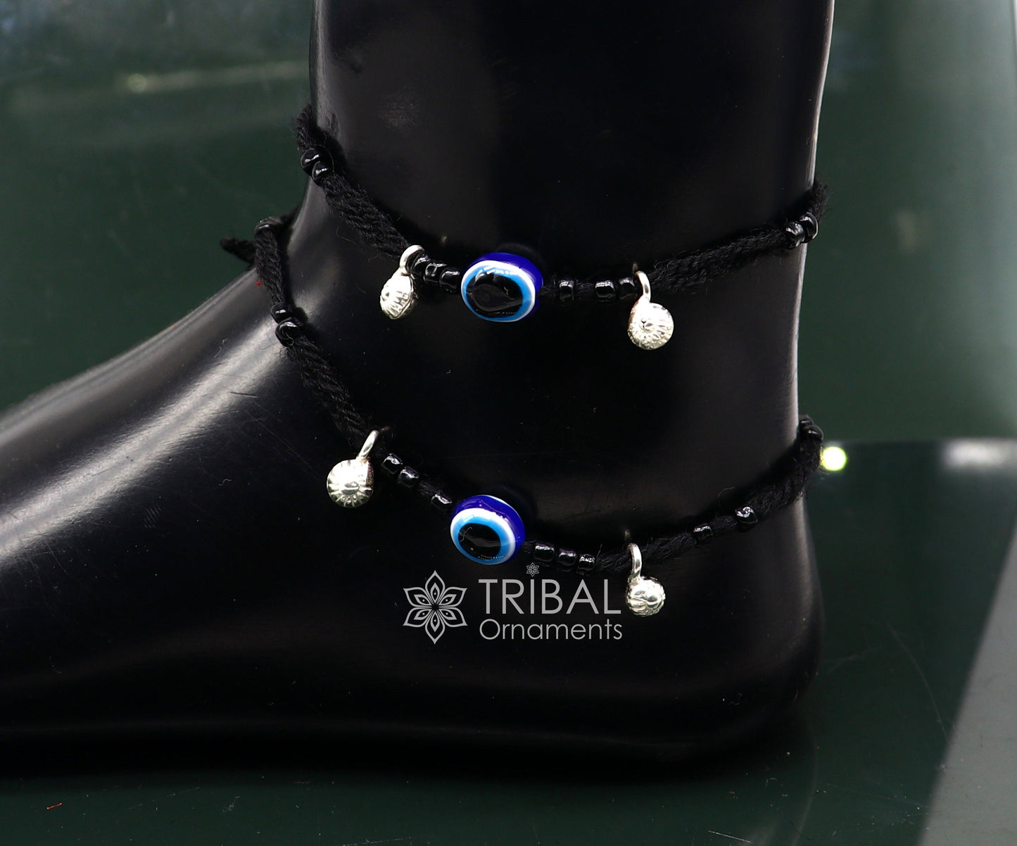 925 sterling silver handmade beads with evil eyes ankle bracelet, customized Thread anklets foot bracelet, Beach Anklet nank578 - TRIBAL ORNAMENTS