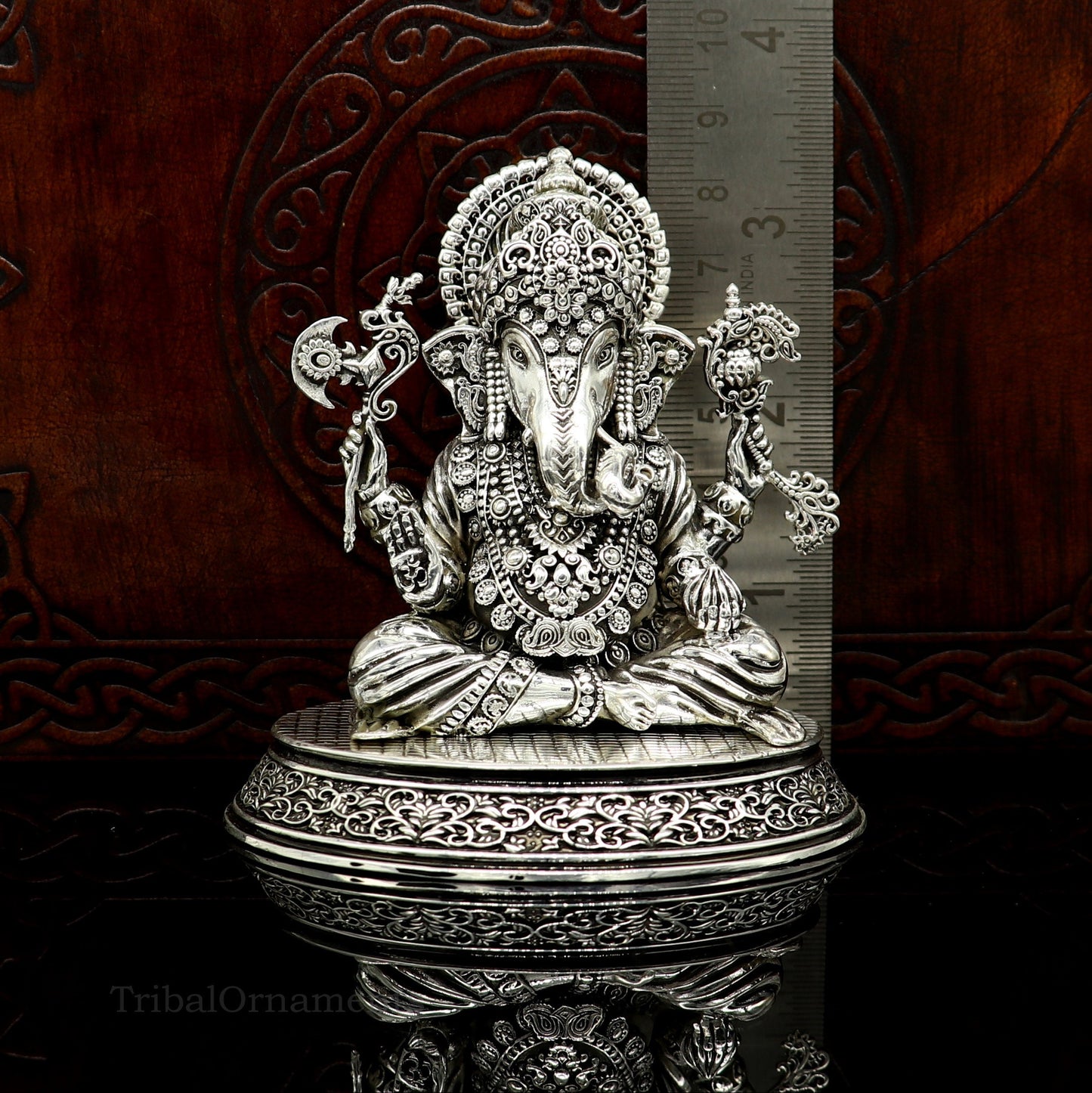 925 Sterling silver handmade customized Hindu God Idol Ganesha statue, puja article figurine, home decor utensils art34 - TRIBAL ORNAMENTS
