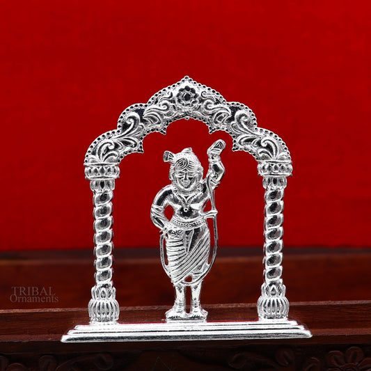 Sterling silver handmade design Indian Idols Lord krishna Shrinathji statue figurine, puja articles decorative gift diwali puja art449 - TRIBAL ORNAMENTS