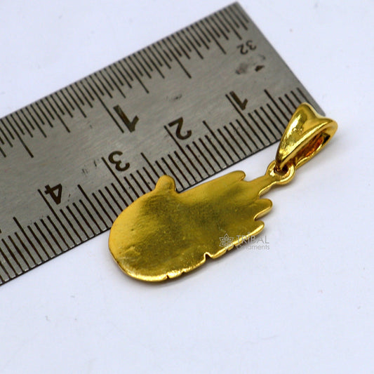 925 sterling silver handmade divine hand palm with 'AUM' excellent unique design gold polished pendant, blessing palm pendant nsp611 - TRIBAL ORNAMENTS