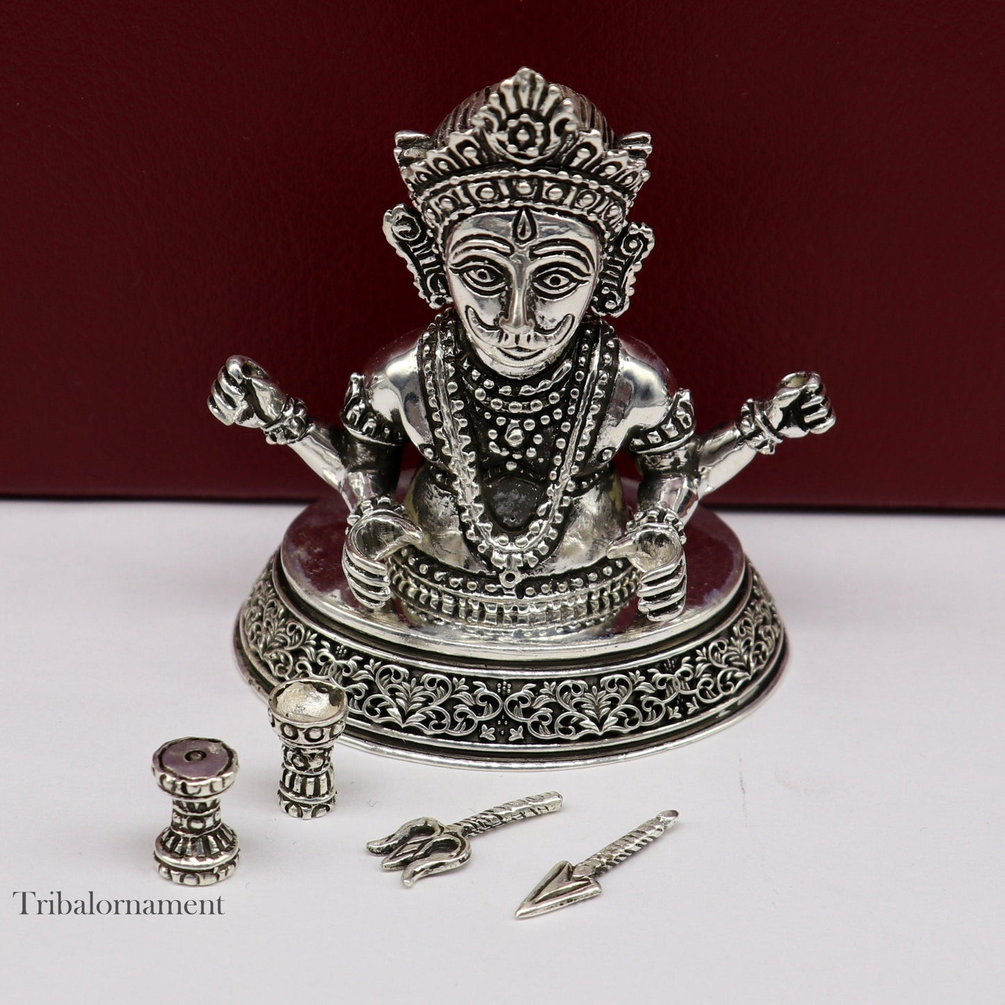 925 sterling silver handmade Divine Hindu god idol Nakado Bhairwa / Nakoda bheruji divine jain Statue Sculpture figurine puja article art225 - TRIBAL ORNAMENTS