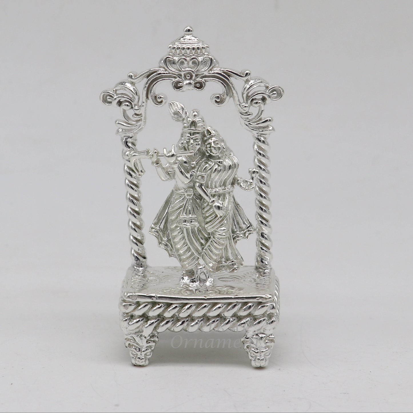 925 sterling silver handmade Divine Hindu god Krishna with Radha blessing Statue, Stunning Radha kishan figurine puja article su999 - TRIBAL ORNAMENTS