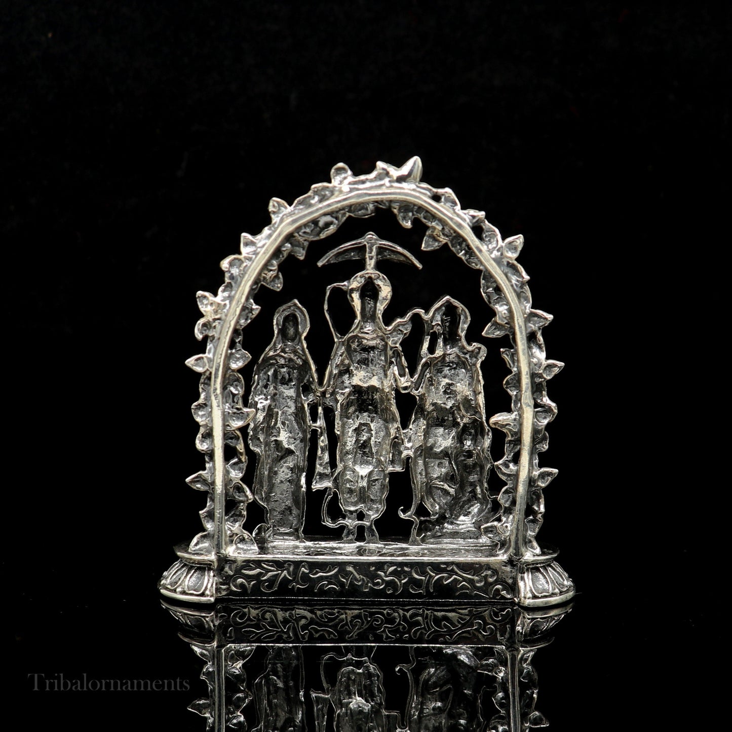 925 sterling silver handmade Divine Hindu god Rama Laxman seeta and Hanuman blessing Statue, Ram Darbar Divine figurine puja article art164 - TRIBAL ORNAMENTS