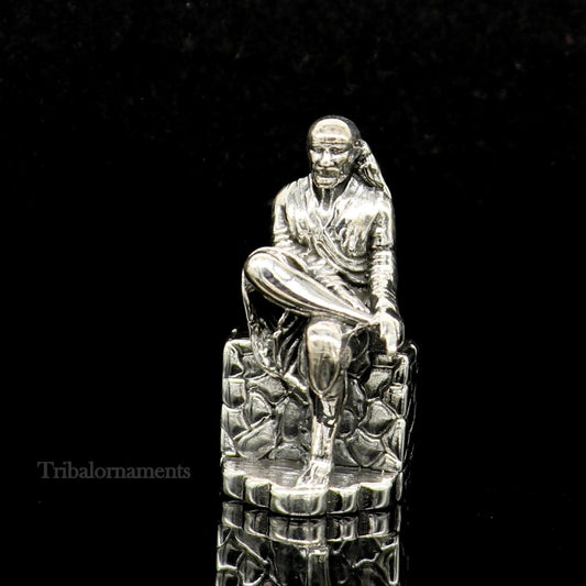 925 sterling silver handmade Divine Hindu idol deity Sai Baba statue murti divine Statue Sculpture figurine puja article gifting art155 - TRIBAL ORNAMENTS