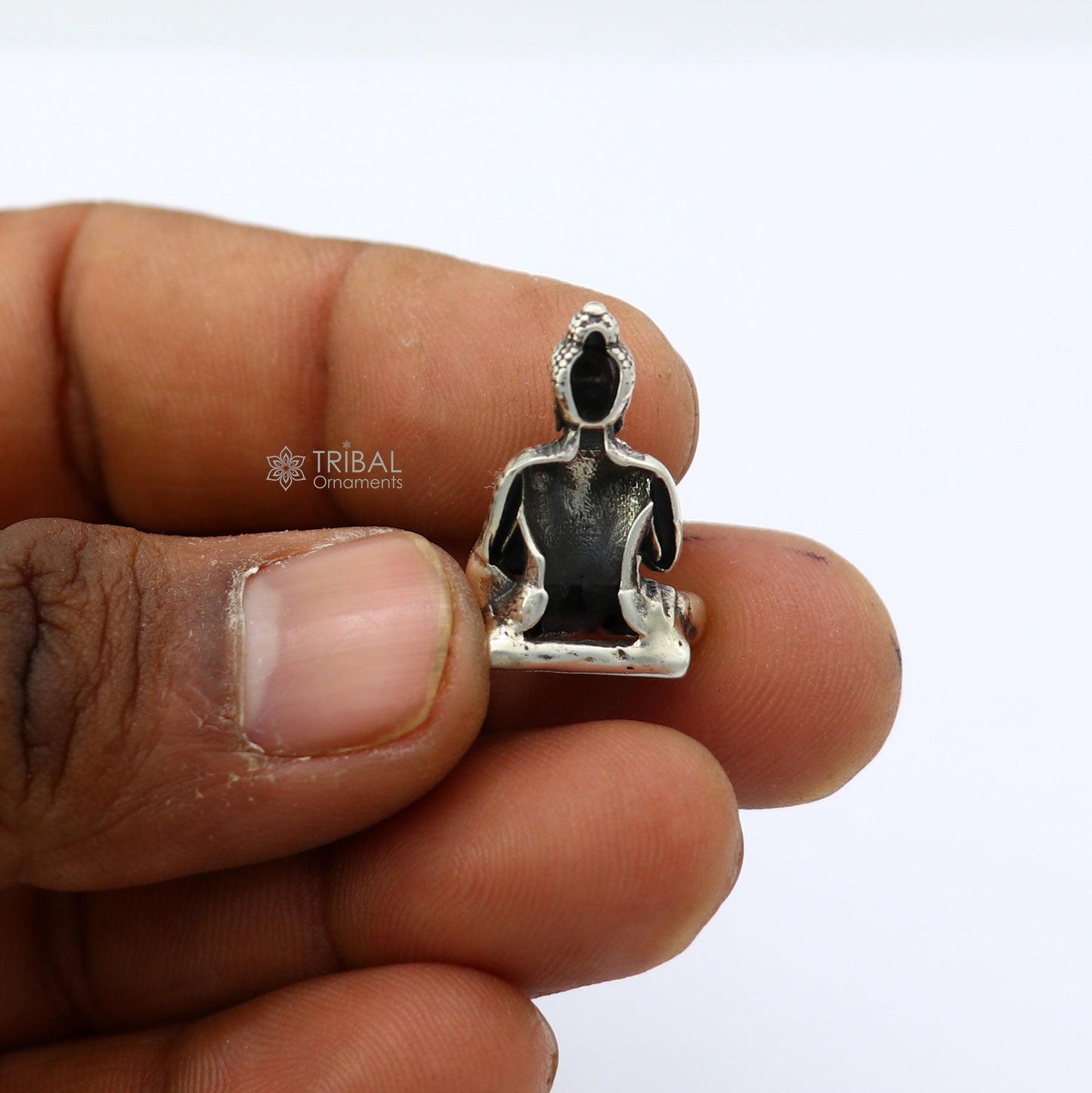 925 sterling silver handmade divine idol buddha figurine meditation statue article art765 - TRIBAL ORNAMENTS