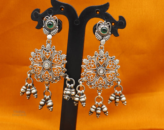 925 Sterling silver handmade drop dangle stud earring, excellent customized brides girls wedding stylish jewelry gifting earrings s963 - TRIBAL ORNAMENTS