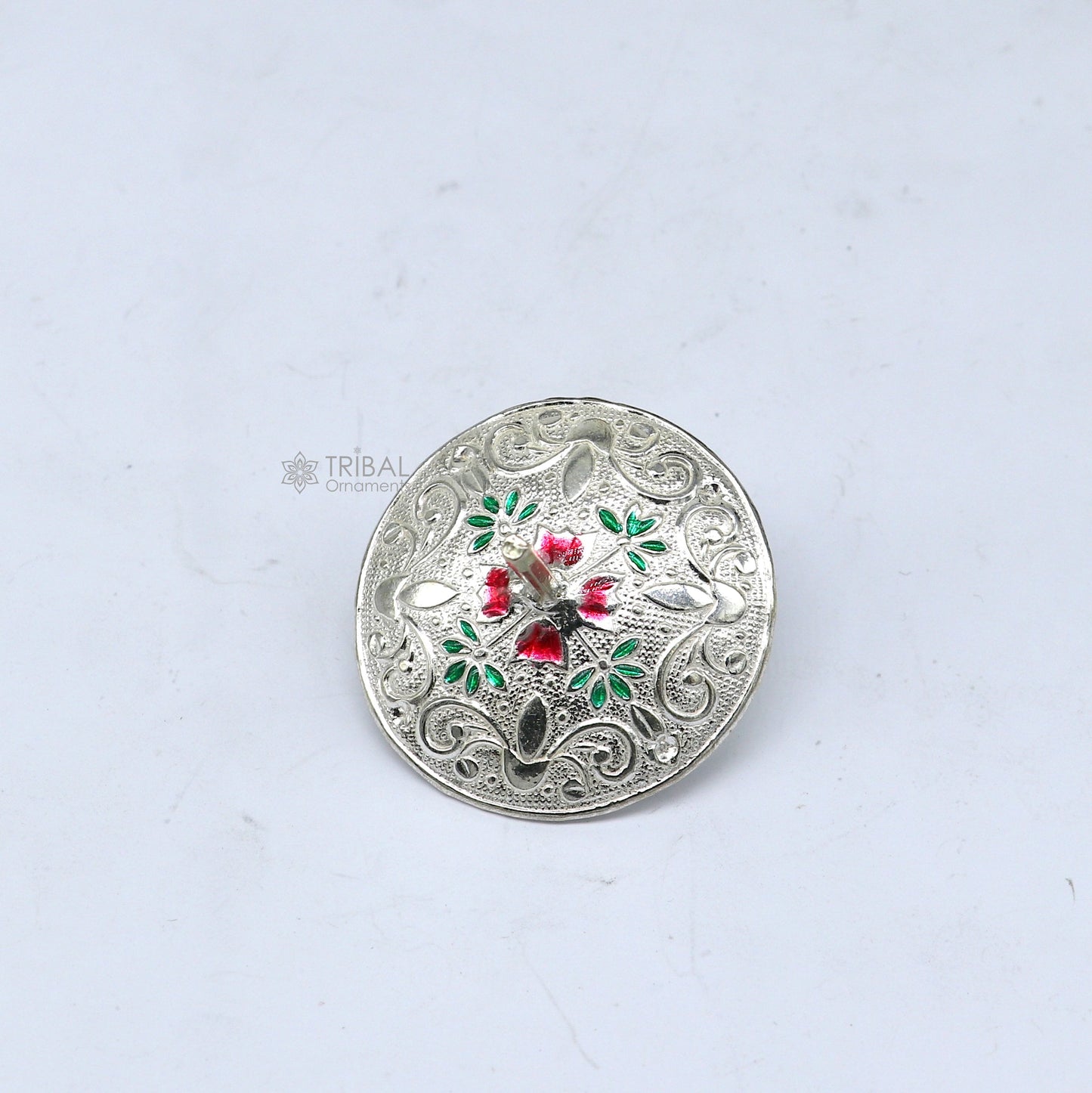 925 sterling silver handmade enamel work Firki or Lattu toy , best silver toy for your baby Krishna idols, best silver article india su1154 - TRIBAL ORNAMENTS