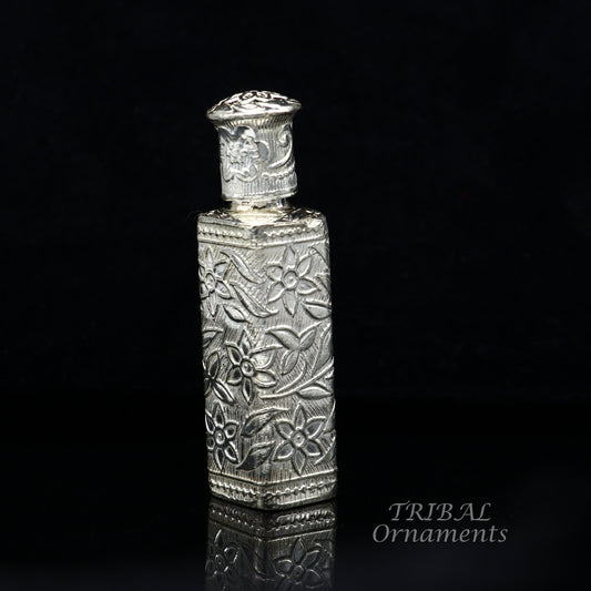925 sterling silver handmade fabulous floral work trinket box, container box, sindur/kumkum box, Vermilion brides art stb375 - TRIBAL ORNAMENTS