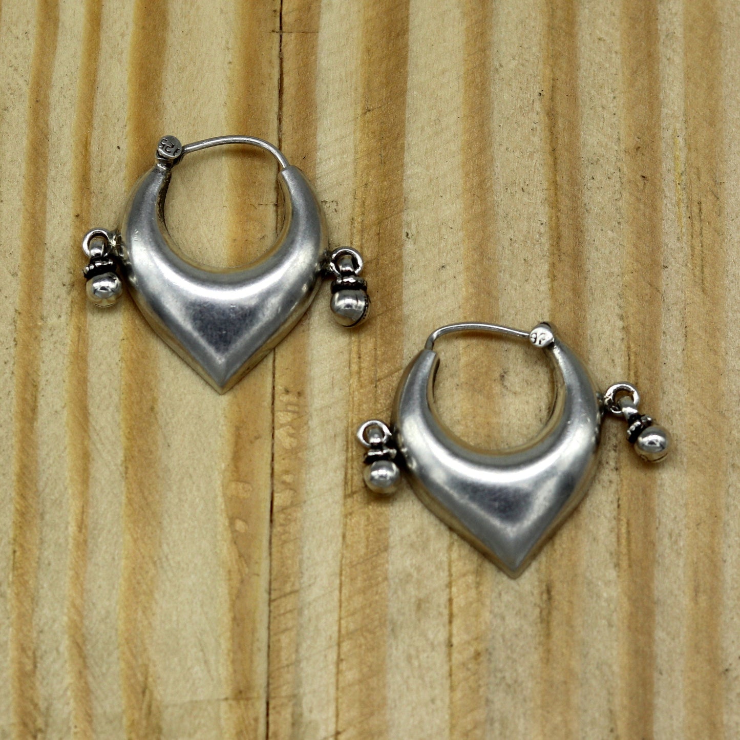 925 sterling silver handmade fabulous hoops earring with gorgeous hanging drops, customized heart shape design earring bridal jewelry s0871 - TRIBAL ORNAMENTS