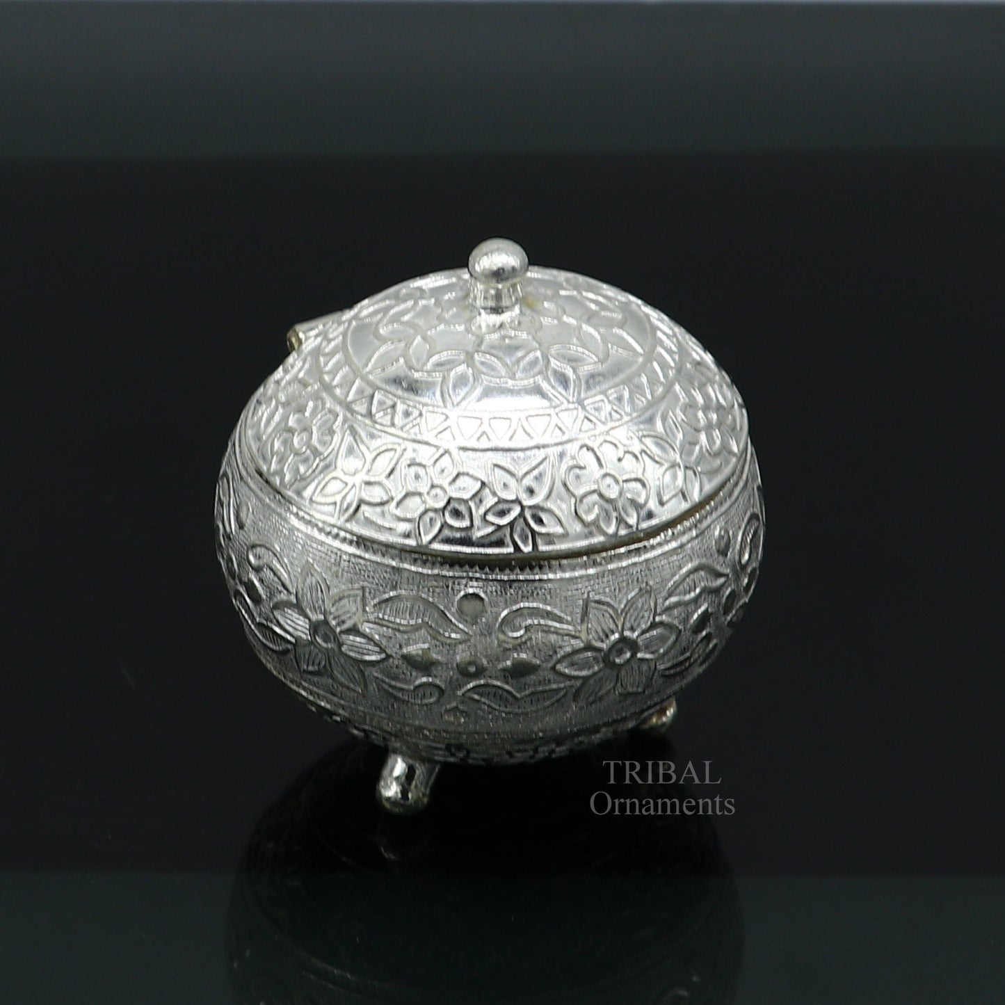 925 Sterling silver handmade fabulous trinket box, solid kumkum box, casket box, sindoor box, enamel work birds gifting box stb350 - TRIBAL ORNAMENTS