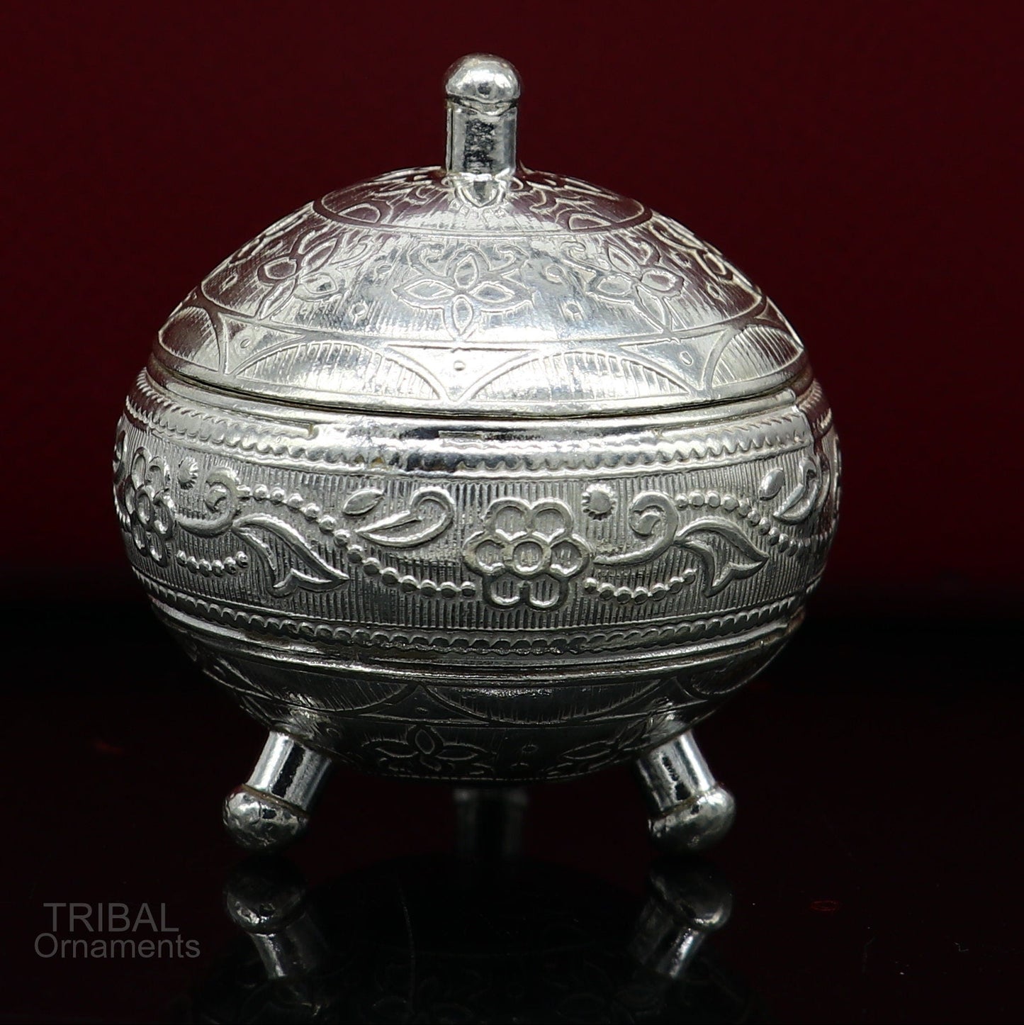925 Sterling silver handmade fabulous trinket box, solid kumkum box, casket box, sindoor box, enamel work customized gifting box stb274 - TRIBAL ORNAMENTS