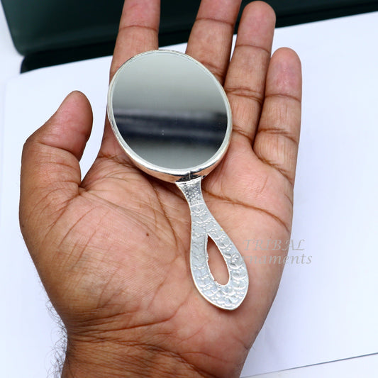 925 sterling silver handmade fabulous vintage style handmade mirror frame, amazing royal brides gifting article from india sf19 - TRIBAL ORNAMENTS