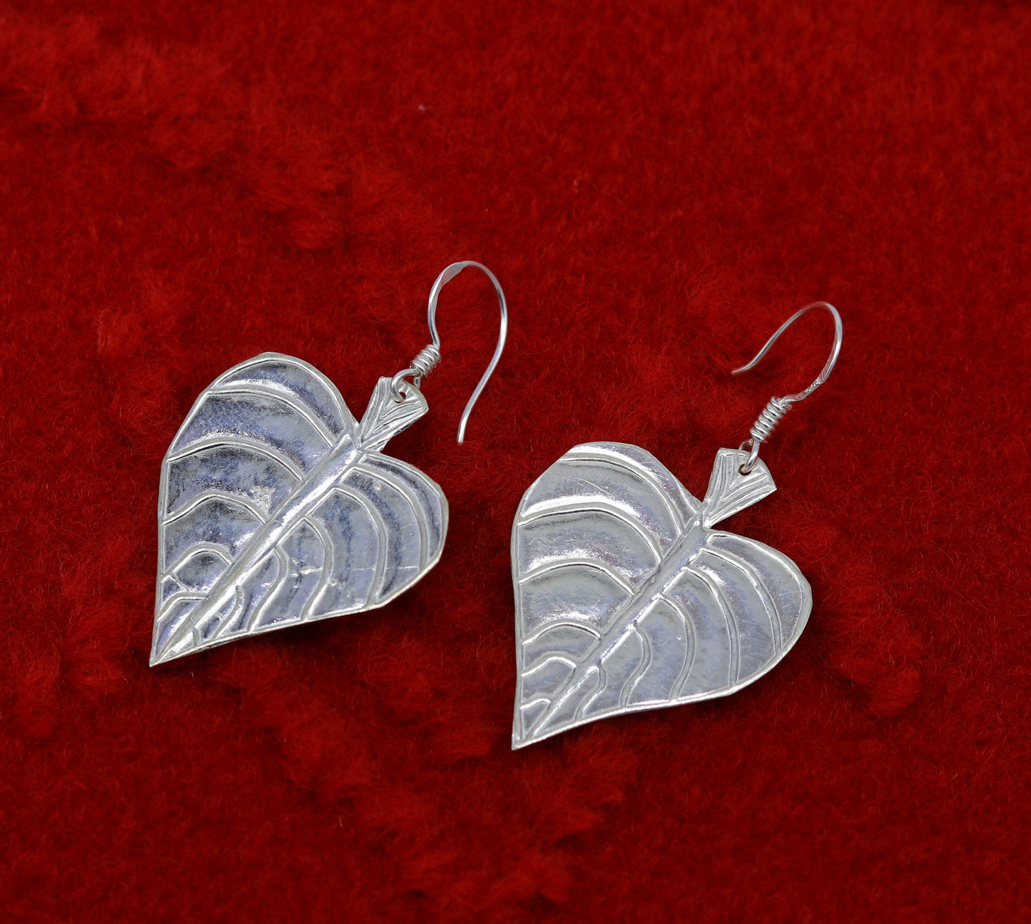 925 sterling silver handmade fancy stylish design peepal tree leaf earring excellent customized hoops earring summer collection ear491 - TRIBAL ORNAMENTS