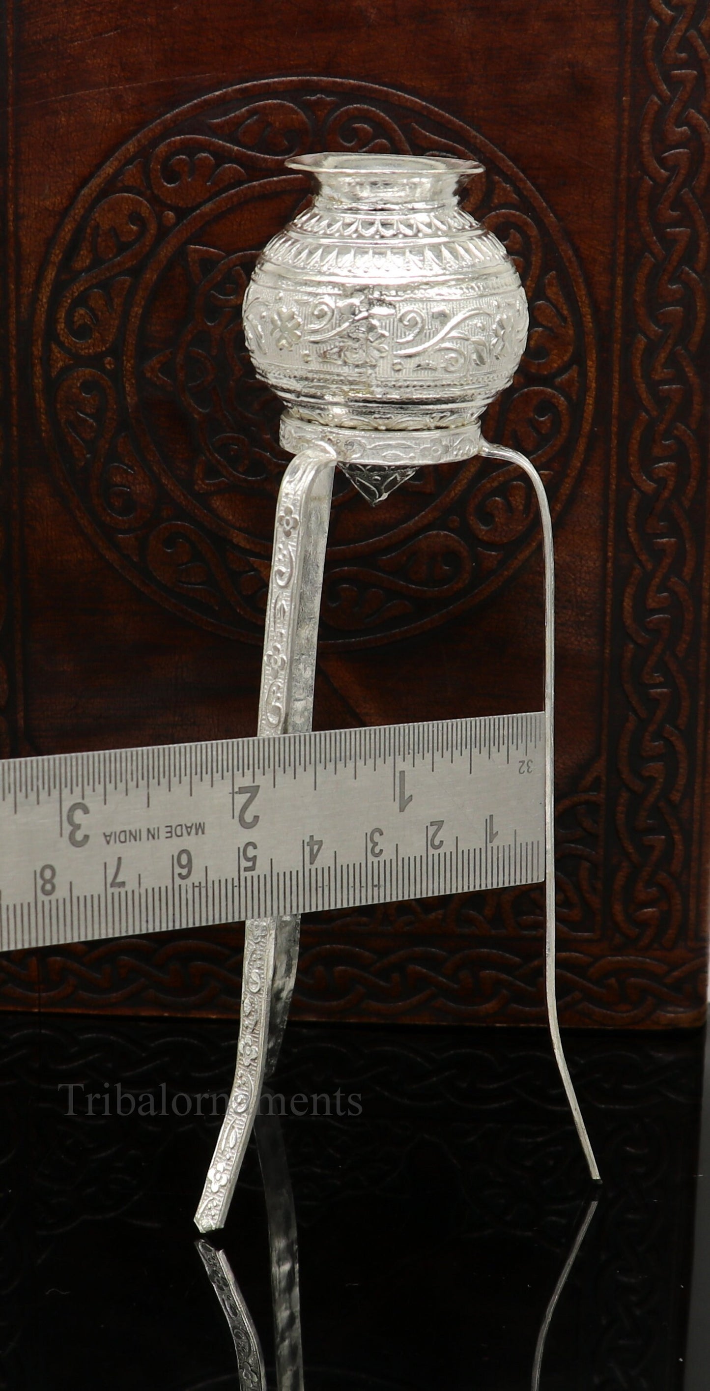 925 sterling silver handmade God shiva lingam water flow pot or puja kalas for Abhishek of lingam, best worshipping article from india su491 - TRIBAL ORNAMENTS