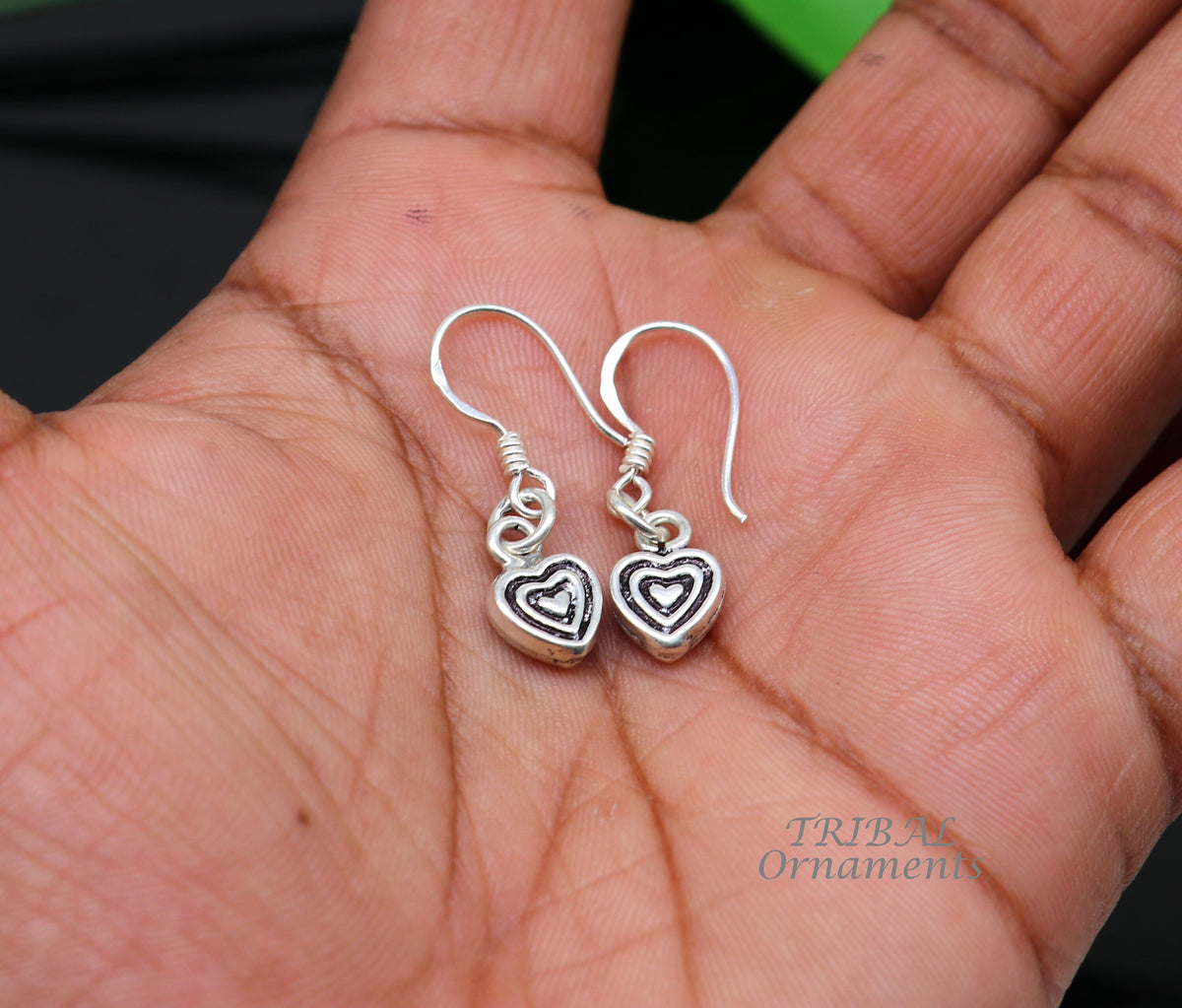925 sterling silver handmade hook earrings, fabulous hanging pretty bells drop dangle earrings tribal ethnic jewelry from India s1089 - TRIBAL ORNAMENTS
